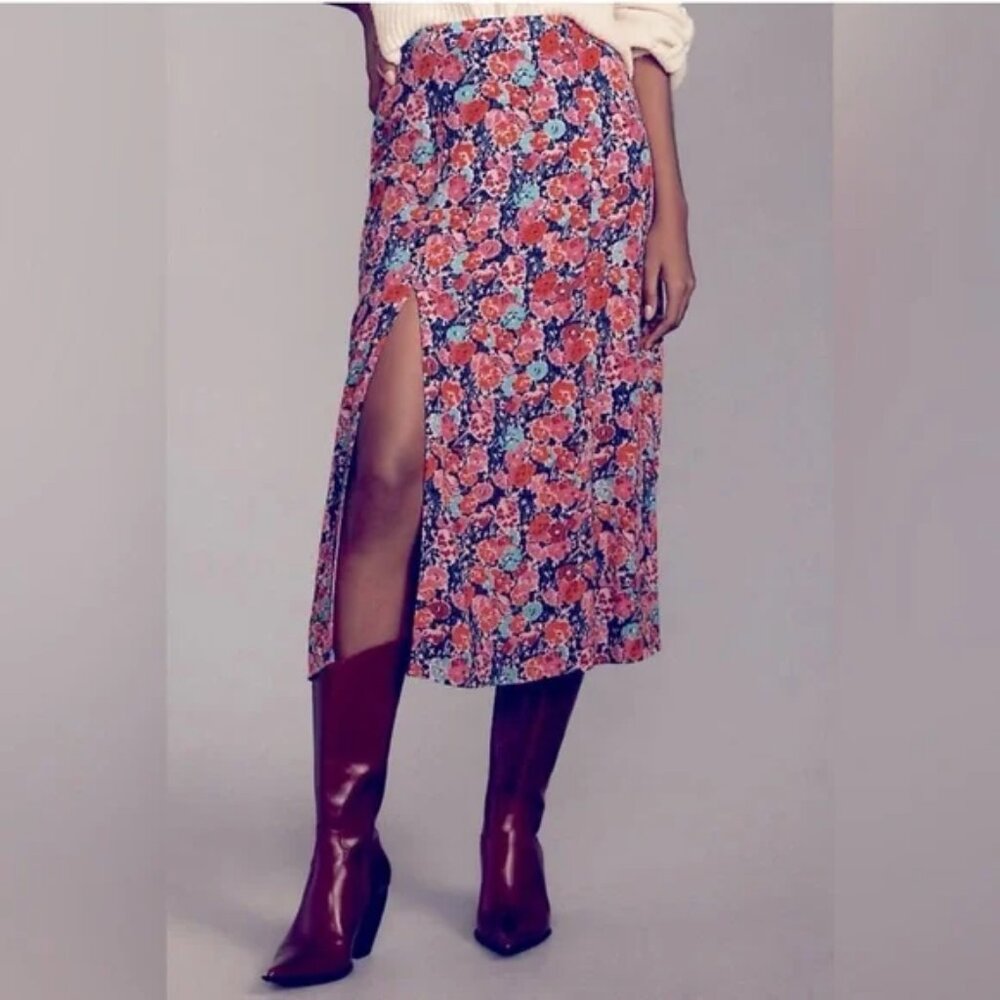 Maeve The Lille Side Slit Midi Skirt